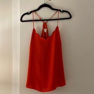 Coral J.crew scalloped blouse